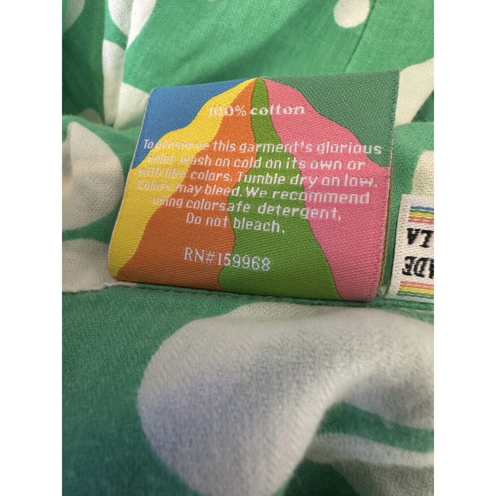 Big Bud Lazy Daisy Button Up Shirt Green Floral Print Top Cotton US Made Size XS - Picture 7 of 12